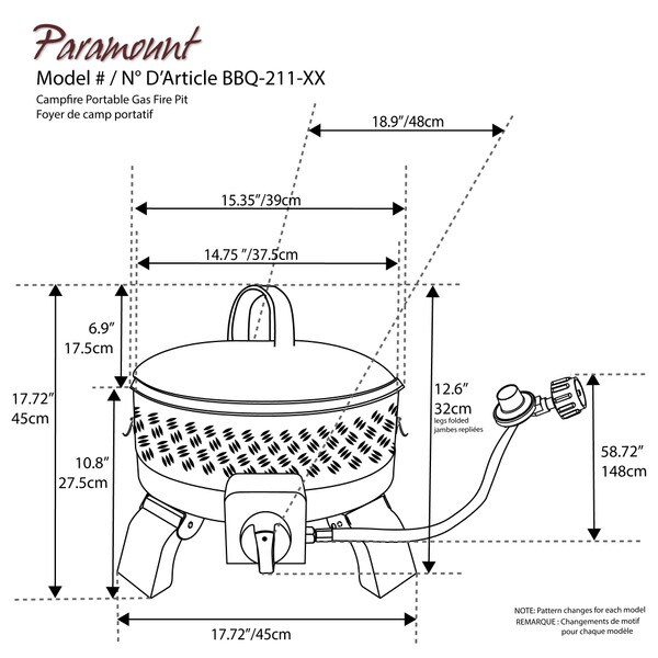 Paramount portable gas firepit