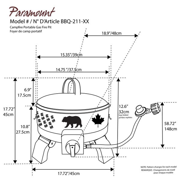 Paramount portable gas firepit