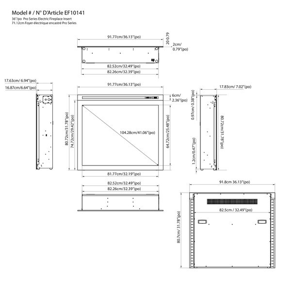 36inch Electric Fireplace Insert