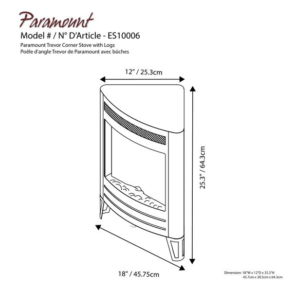 Trevor Corner Stove dimensions