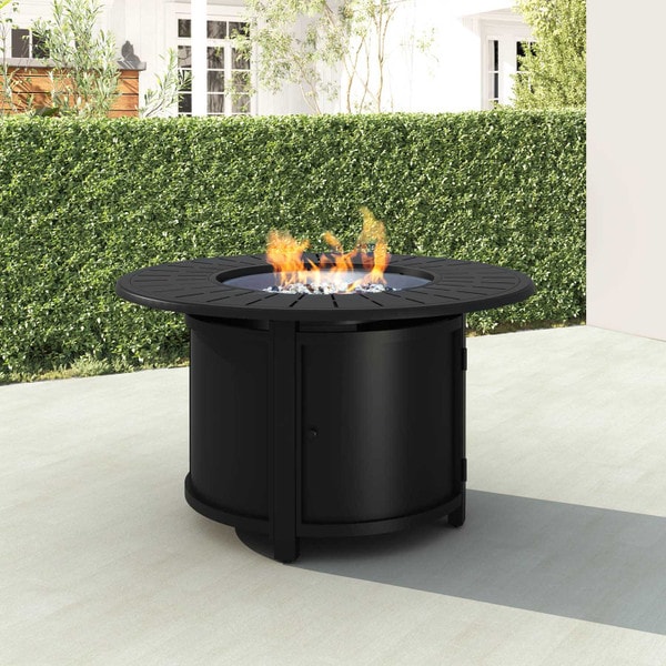 patio chair set with fire table