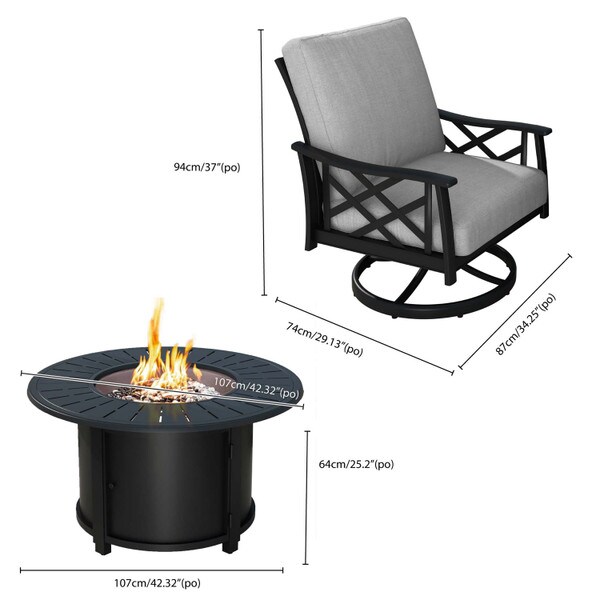 Grace 5pc patio set with Firepit