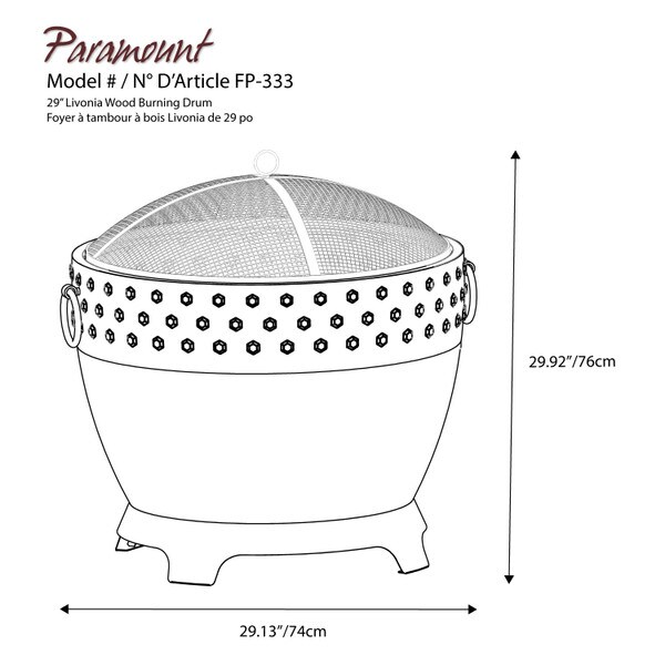 Livonia Wood Burning Drum Firepit