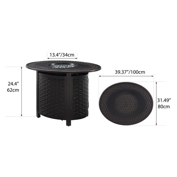 Thatch Oval Cast Aluminum Firepit