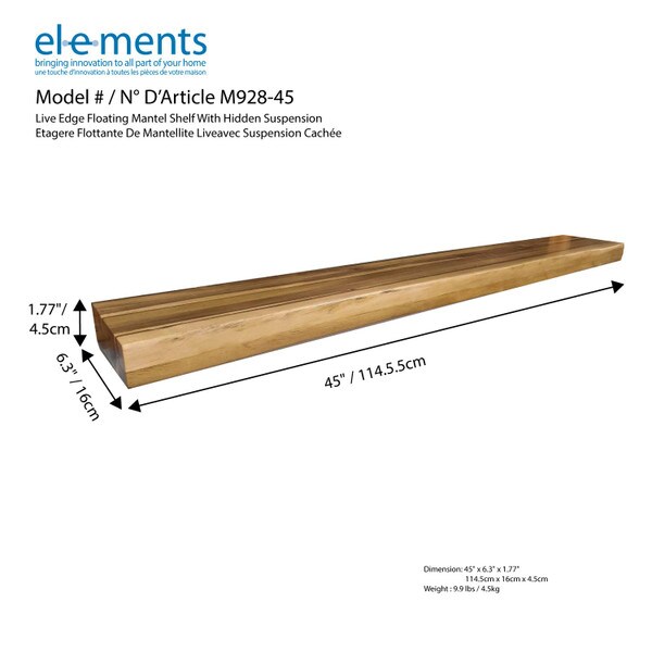 45 inch Wood Mantel Shelf