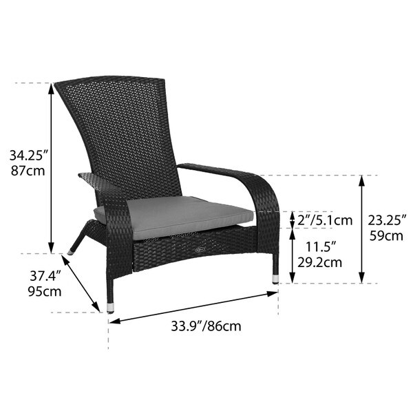 Black wicker muskoka lounge chair