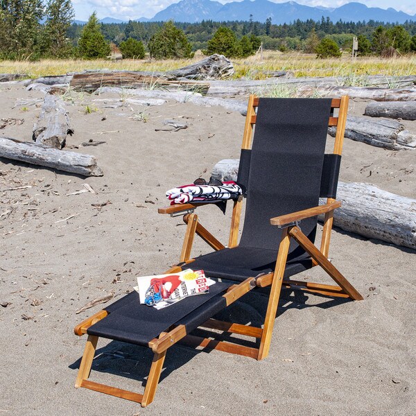 Black folding beach chair