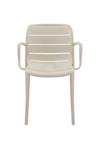 Cream patio stacking chairs