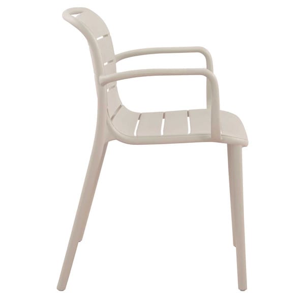 Cream patio stacking chairs