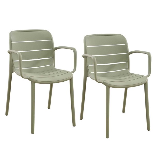 Green patio stacking chairs