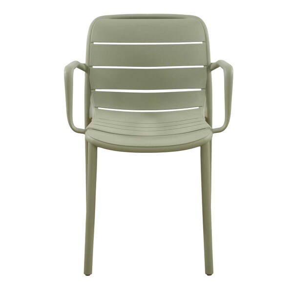 Green patio stacking chairs
