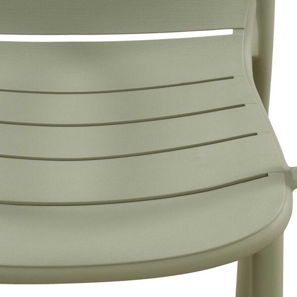 Green patio stacking chairs