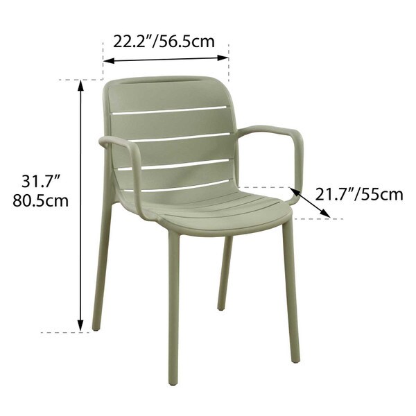 Green patio stacking chairs