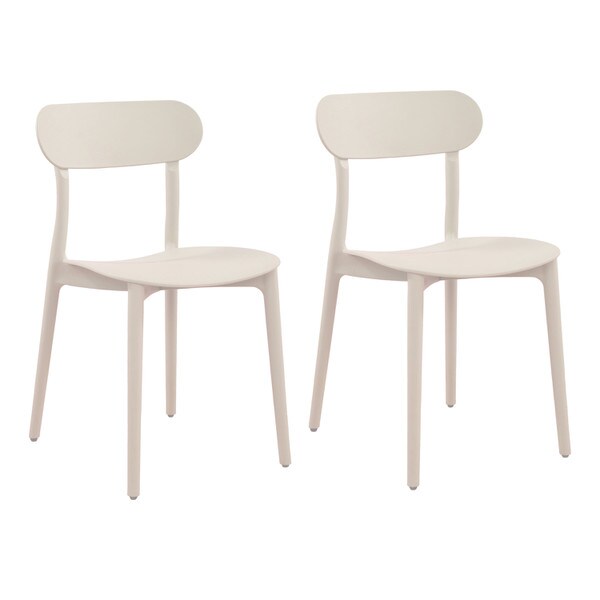 Cream patio stacking chairs