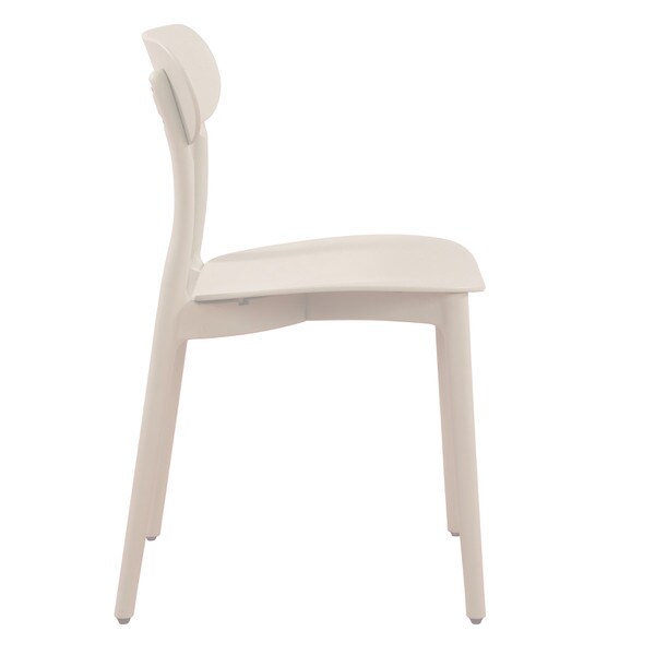 Cream patio stacking chairs