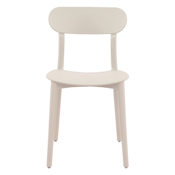 Cream patio stacking chairs