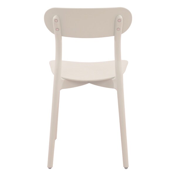 Cream patio stacking chairs