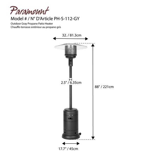 Grey finish Propane Patio Heater