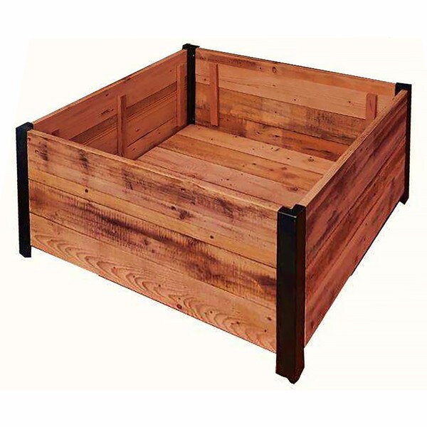 Square Recycled Wood Raised Planter