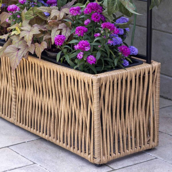 Resin wicker planter with trellis