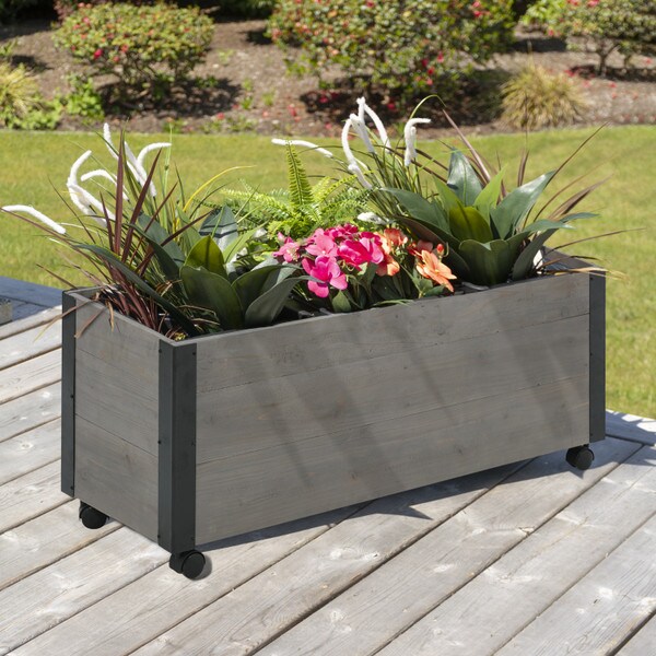 Recycled wood planter with casters