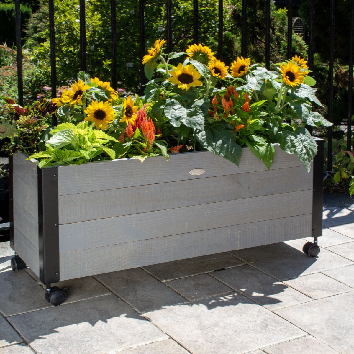 Recycled wood planter with casters
