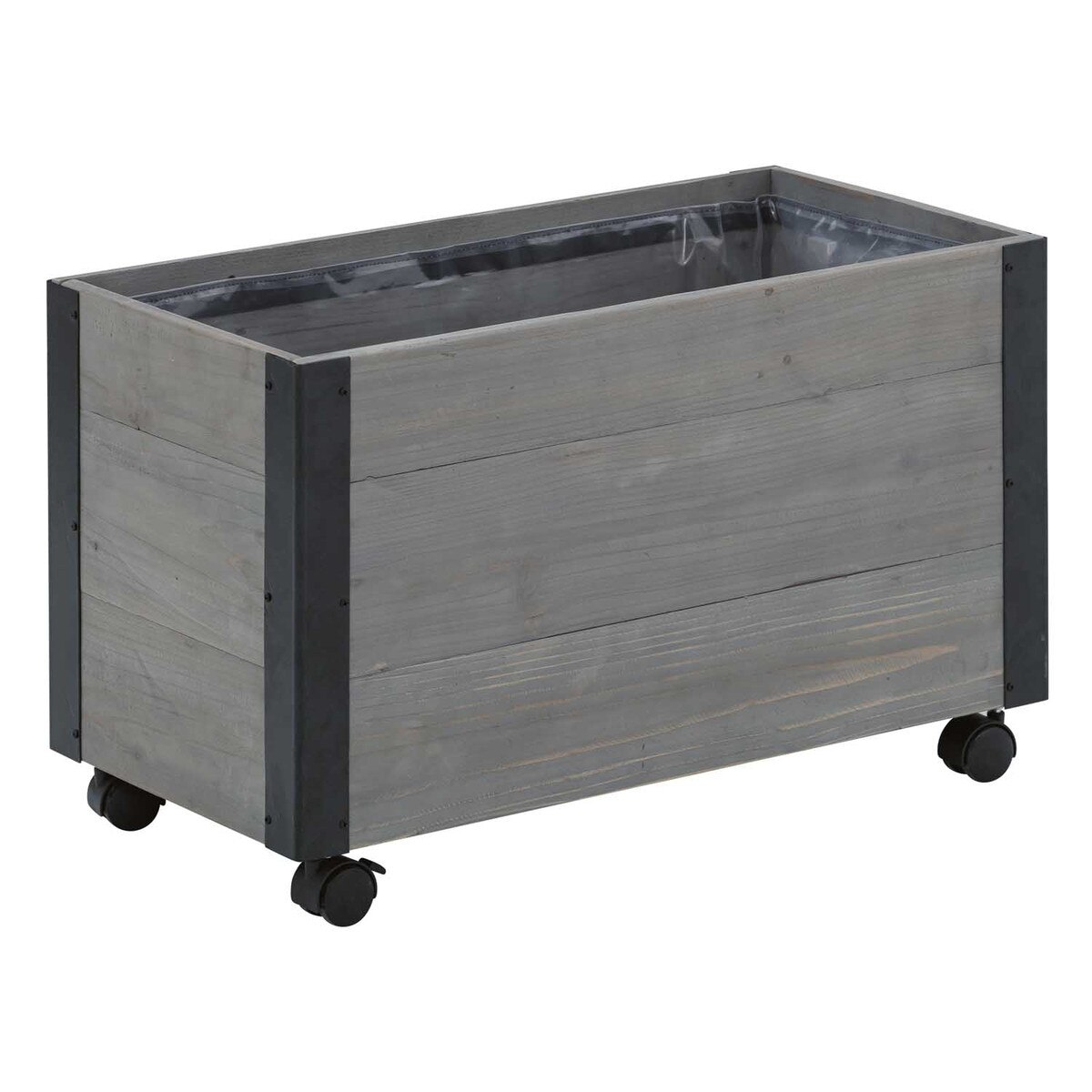 recycled wood planter with casters