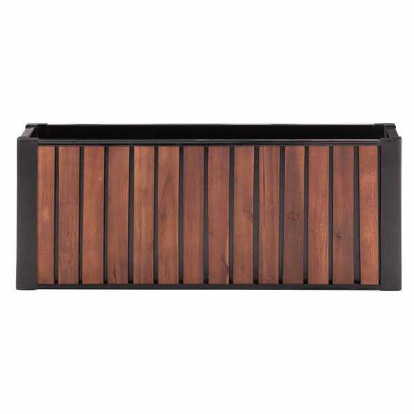 Rectangular slat wood planter