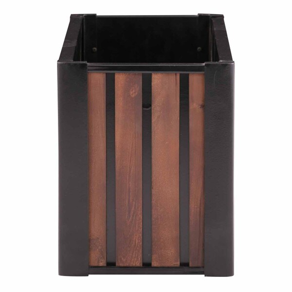 Rectangular slat wood planter