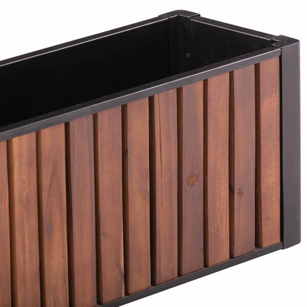 Rectangular slat wood planter