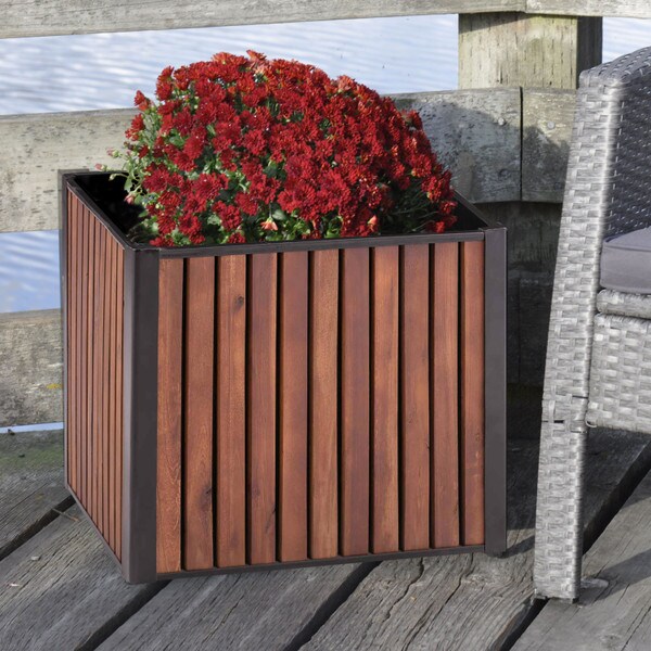 Grapevine Slat Wood square planter