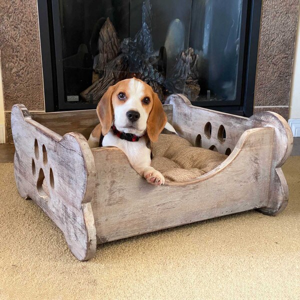 small wooden pet bed