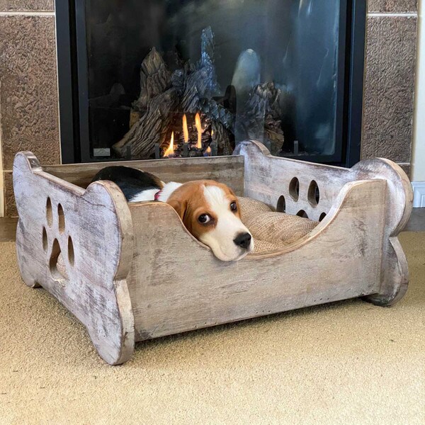 small wooden pet bed