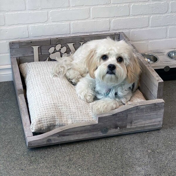 wooden dog bed