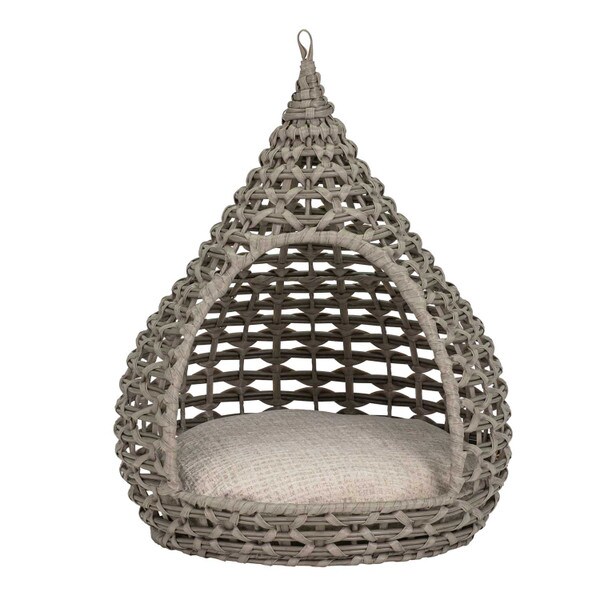 Resin wicker tear drop pet bed