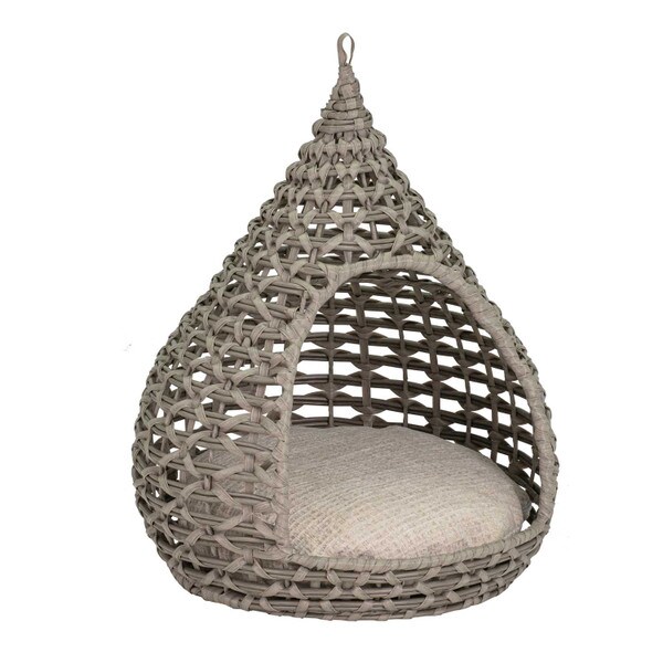 Resin wicker tear drop pet bed