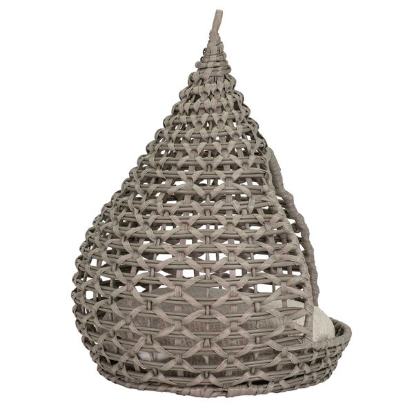 Resin wicker tear drop pet bed