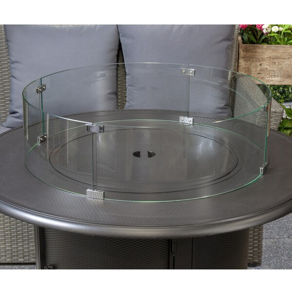 Glass fire pit windguard