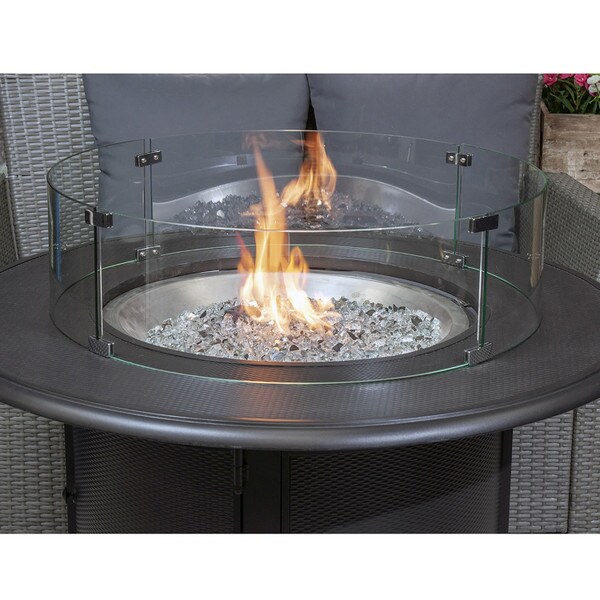 Glass fire pit windguard