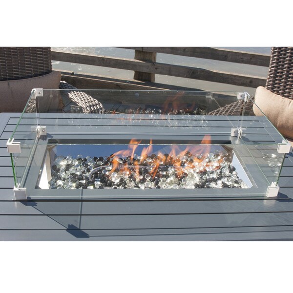 Glass fire pit windguard